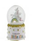 10x15cm Kar Küresi Müzikli Püskürtmeli Işıklı Unicorn Gökkuşağı - 16037