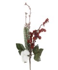 50cm Pamuklu Kokina17x40cm Kırmızı Meyveli Pamuklu Yapay Çiçek Dalı  - 16048